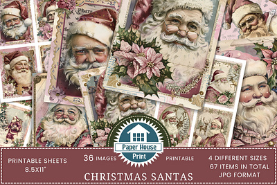 Vintage Christmas Santa's Junk Journal Kit animation graphic design logo motion graphics ui