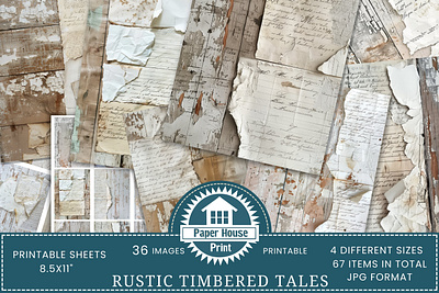 Timbered Tales Junk Journal Pages, Tattered Notes Printable 3d animation graphic design logo motion graphics