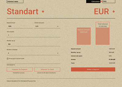 Deposit calculator | UI/UX Design deposit calculator design fintech graphic design interest rate calculator typography ui uiux design ux visual design web design