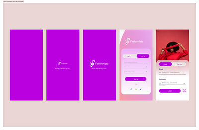 Fashionista_Mobile login page 3d animation logo ui