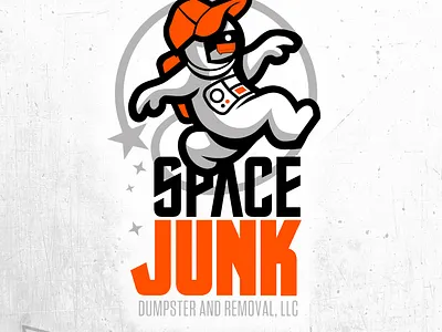 Orange dumpster logo concepts chipdavid dogwings drawing dumpster junk logo space vector