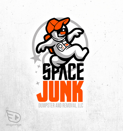 Orange dumpster logo concepts chipdavid dogwings drawing dumpster junk logo space vector