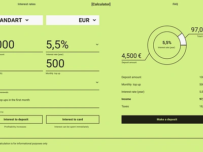 Deposit calculator | UI/UX Design bank calculator deposit design fintech graphic design interest rate typography ui uiux design ux visual design web design