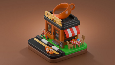 Coffee Shop 3d 3dart 3dartist blender blender3d coffee coffeeshop shop