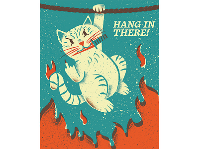 Hang in There by James Olstein cat conceptual conceptual illustration editorial editorial illustration hang in there illustration james olstein james olstein illustration jamesolstein.com texture vector