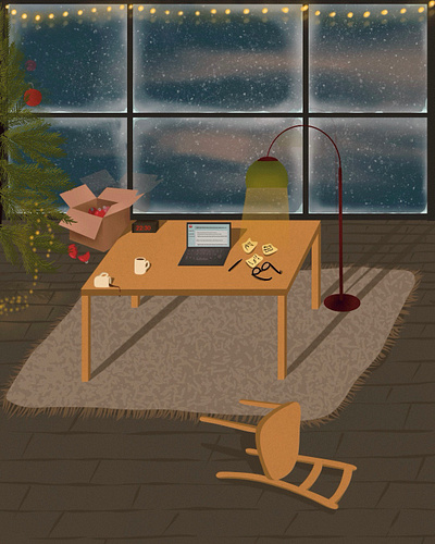 "Work Before Joy" art artist artwork christmas design digital illustration workfromhome xmas