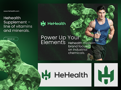 He Health 🚹 branding green health logo logo design man man health medicine power sport