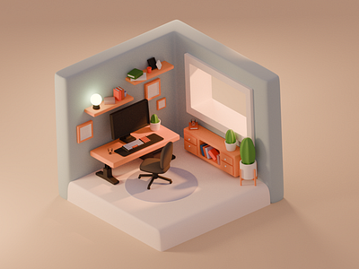 3D Modeling | Isometric Office 3d blender model office room