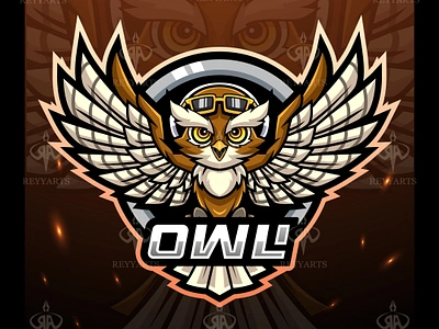 Owl streamer bird mascot esport logo design artwork badge bird branding cartoon design esport flying game gaming glasses hipster illustration logo mascot owl tshirt vector