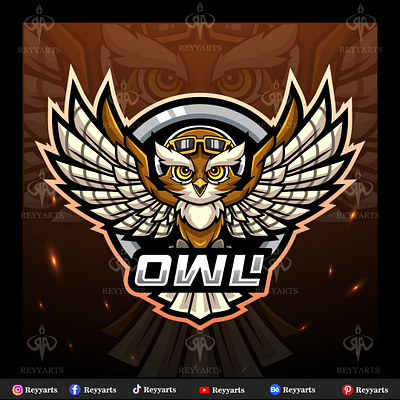 Owl streamer bird mascot esport logo design artwork badge bird branding cartoon design esport flying game gaming glasses hipster illustration logo mascot owl tshirt vector