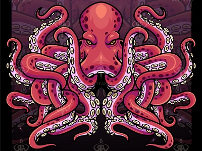 kraken octopus mascot esport logo design artwork badge cartoon character design esport fanart fantasy game gaming illustration kraken logo mascot octopus tattoo tentacle vector