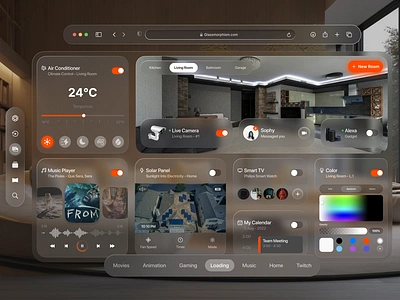 VR - Smart home apple apple vision pro dashboard design glass glassmorphism ios smart house transparent ui uiux vr