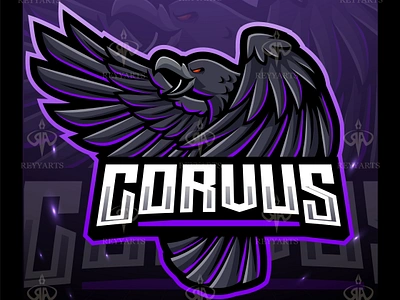 Corvus raven bird mascot esport logo design artwork badge bird branding cartoon character corvus crow design esport fantasy gaming illustration logo mascot print raven tshirt vector