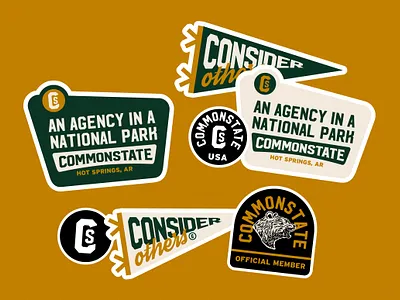 Commonstate Sticker Pack bear brand flag illustration national park pennant stickers