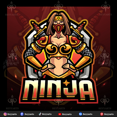 Ninja girls mascot esport logo design artwork badge brand cartoon character cyberppunk design esport fighter gaming illustration logo manga mascot ninja oni people samurai sport vector