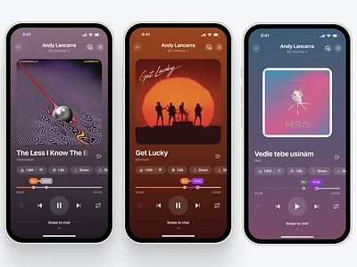 Music App - Work With Dominant Color ai app background color design dominant gradient mobile music ui