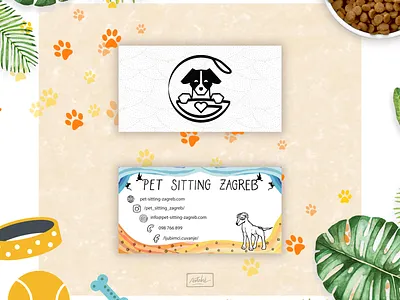 Pet sitting Zagreb (business card) art branding business card cartoonish color decoration design detail graphic design illustration logo mockup organic pet product retro sitting vector visual