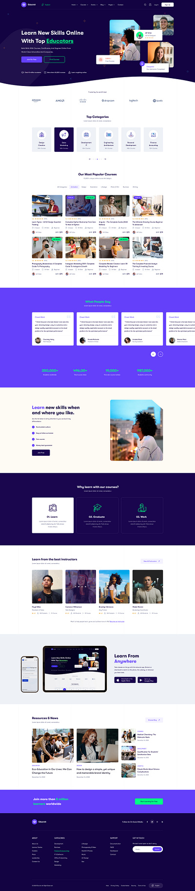 Educrat - Professional LMS Online Education Course Landing Page trending ui