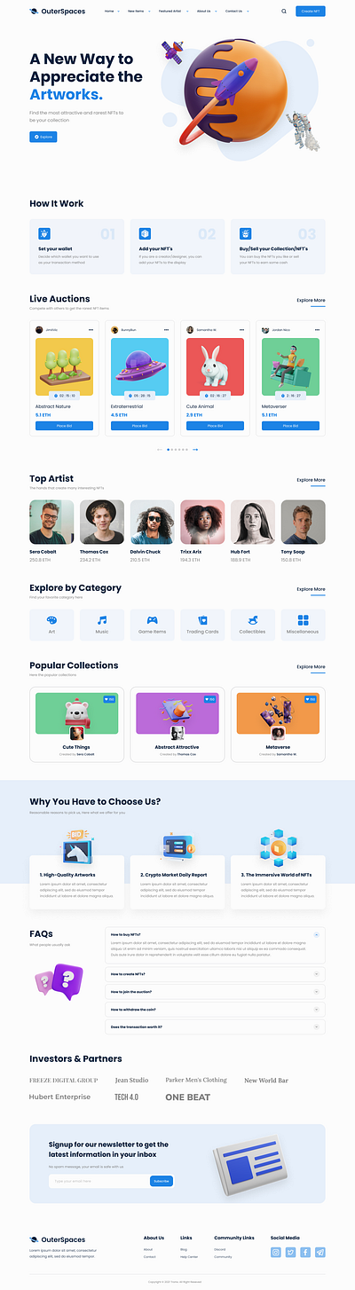 Modern NFT Marketplace Landing Page Design trending ui