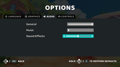 Partysaur Options Menu design game gaming settings ui