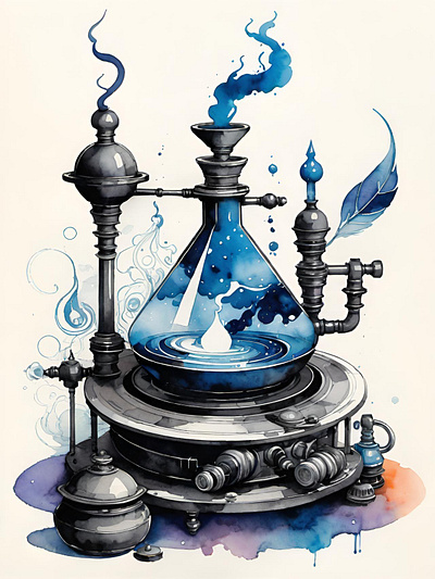 Alchemy in progress. alchemy chemistry fantasy fantasy art magic science fiction watercolor