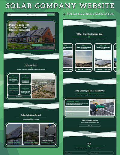 Greenlight Solar 🌳 - Solar Company Website ani graphic design lead generation modern renewable energy website responsive solar solar company solar company branding solar company seo solar energy landing page solar savings calculator solar website solar website design solar website uiux ui web design