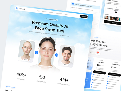 Facegenie - AI Face Swap Landing Page ai ai avatar generator ai face swap ai image generator ai photo editor ai tools artificial intelligence component face analysis face changing face detector face filter face recognition face swap gender swap generative ai image filter landing page marketing tool skin detector