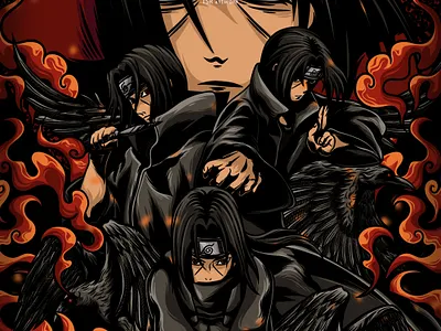 Available For Sale - Itachi and crow animafanart animeart designanime designforsale itachi naruto naruto illustration