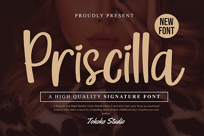 Priscilla – Cute Girly Font branding cute design display font elegant font gaming girly handwritten handwritting movie poster signature thumbnails youtube