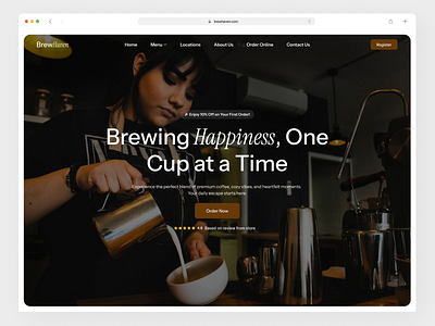 Brew Haven - Coffee Shop Hero Section Landing Page coffee shop hero section landing page ui ui design ux web design website design