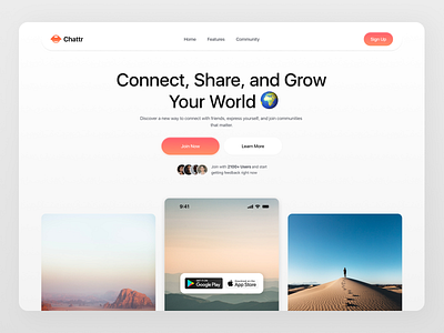 Chattr - Hero Section Landing Page for Chat App chat app hero section landing page design ui design uiux web design website website design