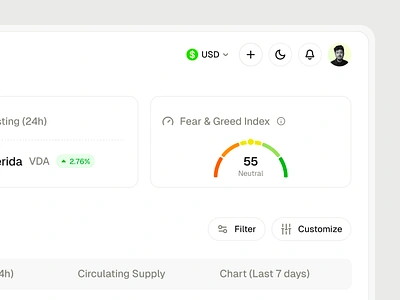 Coinstax: Fear & Greed Index chart dashboard clean dashboard coinstax crypto dashboard crypto fear greed index crypto portfolio cryptocurrency dashboard design components modern ui popular ui ui design web app web3 web3 apps