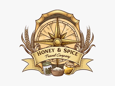 Honey & Spice Travel Company branding design graphic design illustration logo vector vintage