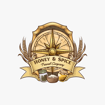 Honey & Spice Travel Company branding design graphic design illustration logo vector vintage