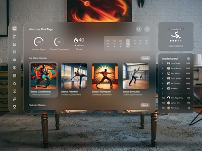 Immersive Dance Class Platform for VisionOS MR UX app choreography dance design fitness headset minimal mixed reality mr tutorial ui ux virtual reality visionos vr
