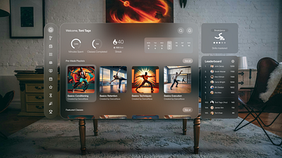 Immersive Dance Class Platform for VisionOS MR UX app choreography dance design fitness headset minimal mixed reality mr tutorial ui ux virtual reality visionos vr