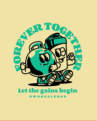 Forever Together character character design cute dumbell protein shirt design