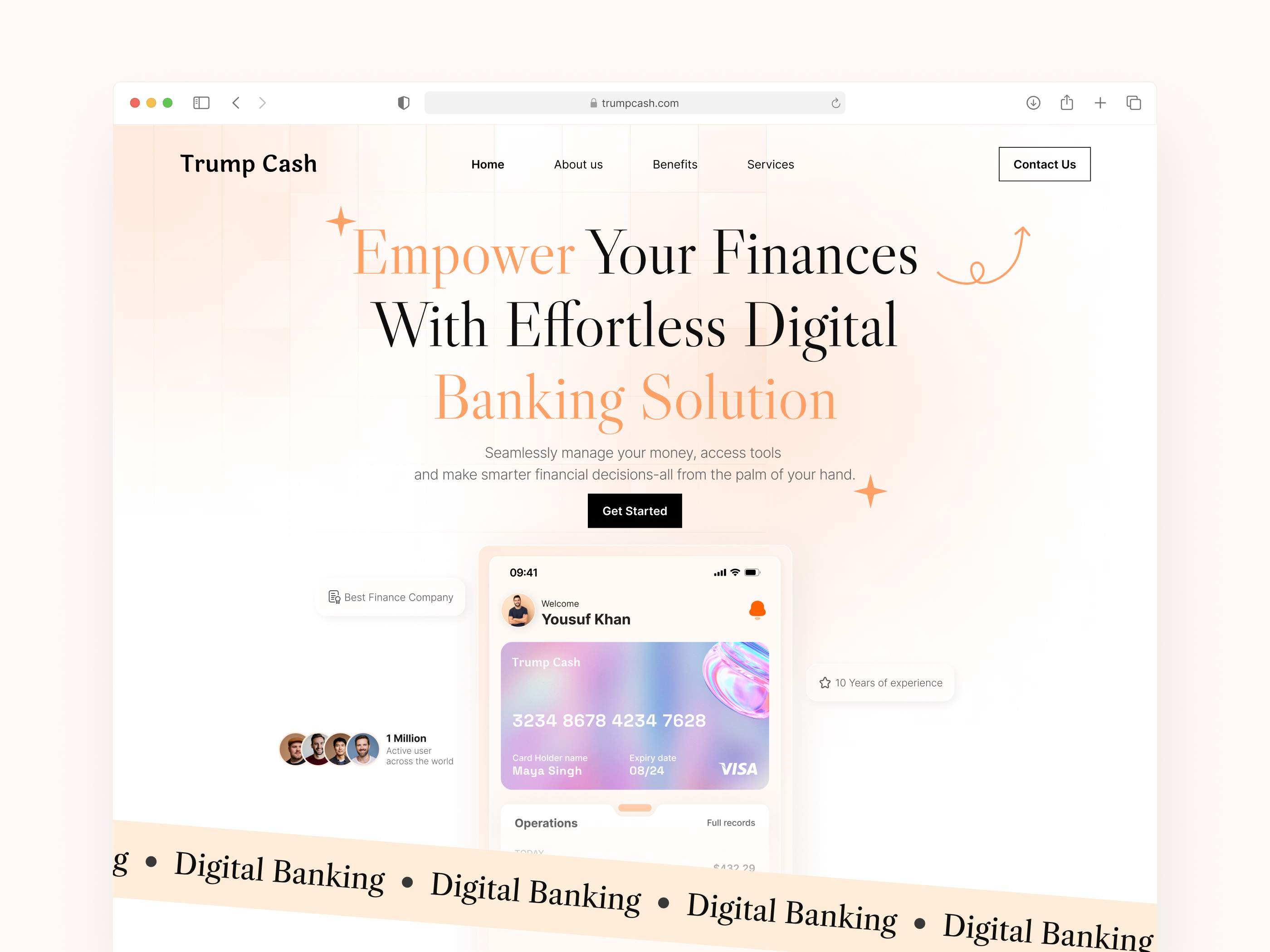 Trump Cash Finance Website UIUX Design branding design figma design figma website design finance website design glisterflow graphic design interaction design tetraxen ui uiux uiux design user experience user interface website design