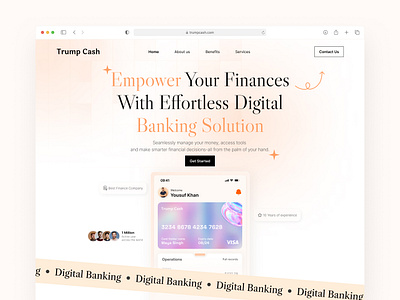 Trump Cash Finance Website UIUX Design branding design figma design figma website design finance website design glisterflow graphic design interaction design tetraxen ui uiux uiux design user experience user interface website design