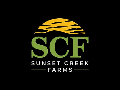 Modern Rustic Logo for "Sunset Creek Farms" | Agricultural Brand agriculture agriculture logo business eco eco logo farm branding farm logo graphic design logo logo design logotype natural nature logo organic logo rustic logo scf scf logo sunset logo sustainable branding vector