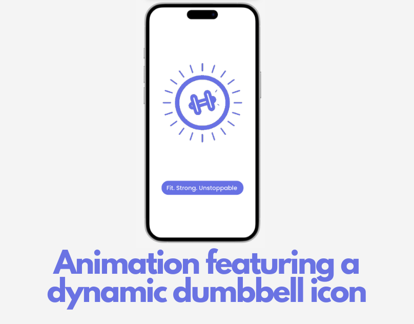 Animation featuring a dynamic dumbbell icon animation motion graphics ui