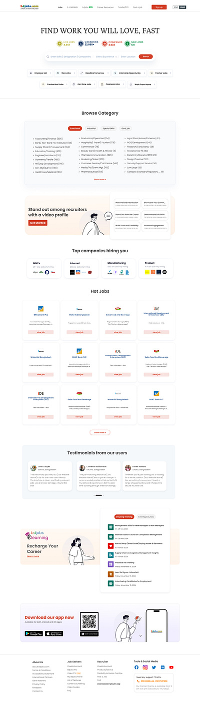 bdjobs Redesigned landing page bdjobs landing page ui uiux ux web design webpage website