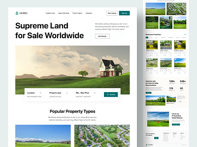 Landee - Full Website Design animation clean design land sale website landee landing page motion graphics property property sale property website real estate real estate land sale website real estate landing page sales trending ui ui design uiux website animation website design