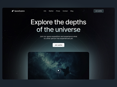 SpaceExplore - Website Concept app application brandidentity branding concept creative depth design digital logo logomark planet poster space ui universe ux web web design website