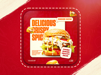 Modern Social Media Poster Design For Fast-Food Brand! 3d animation branding graphic design instagram food ads logo motion graphics ui