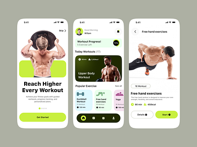 Fitness App Ui app design app ui fitness app ui gym app health app minimalist mobile mobile app ui ux workout app