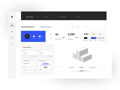 shipping dashboard / minimal cargo booking statistics concept analytics cargo dashboard data design interaction motion motiongraphics shipping ui uiux userexperience userinterfacedesign visualisation webdesign