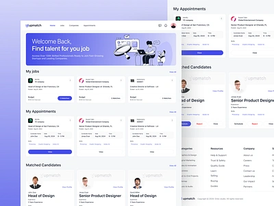 Upmatch | Job Portal Responsive Design| Orbix Studio hiring hiring solutions job finder job listing job recruiting jobcandidate landing page orbix studio platform responsive ui upmatch ux web design website