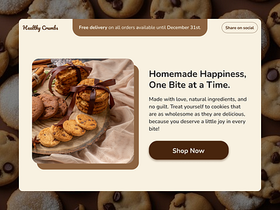 Cookie Shop Landing Page cookie shop landing page cookies design healthy crumbs landingpage minimal ui uiux web design