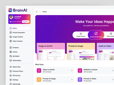 AI Generator Tool Web App UI Kit ai article ai blog ai design ai image ai tool ai video ai web app ai web design ui design ui kit ui kit design ui ux ui8 ux design web app web app designer web design web ui